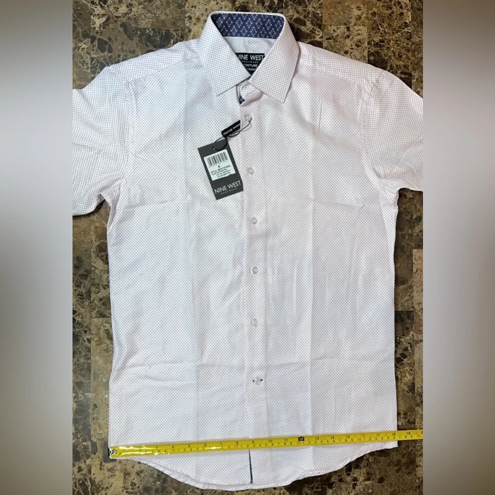 Nine West Mens Wear Dress Shirt Button Slim Fit Wrinkle Free Moisture Wicking - Picture 10 of 17